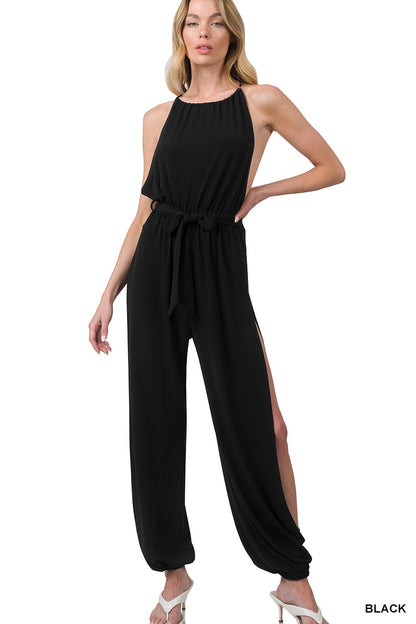 Lilly - Halter Neck Split Side Jumpsuit