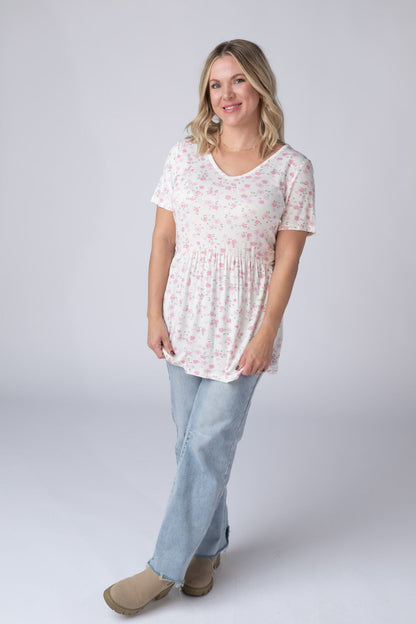 IN STOCK Sarah Ruffle Short Sleeve - Pretty in Pink Floral