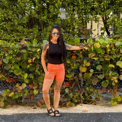 Coral Bam Jean Shorts