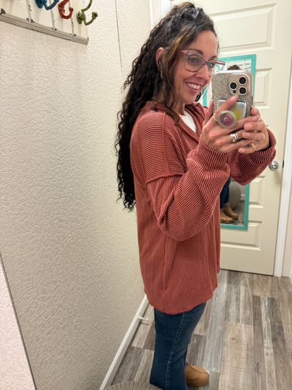 Autumn Nights Ribbed Long Sleeve Top