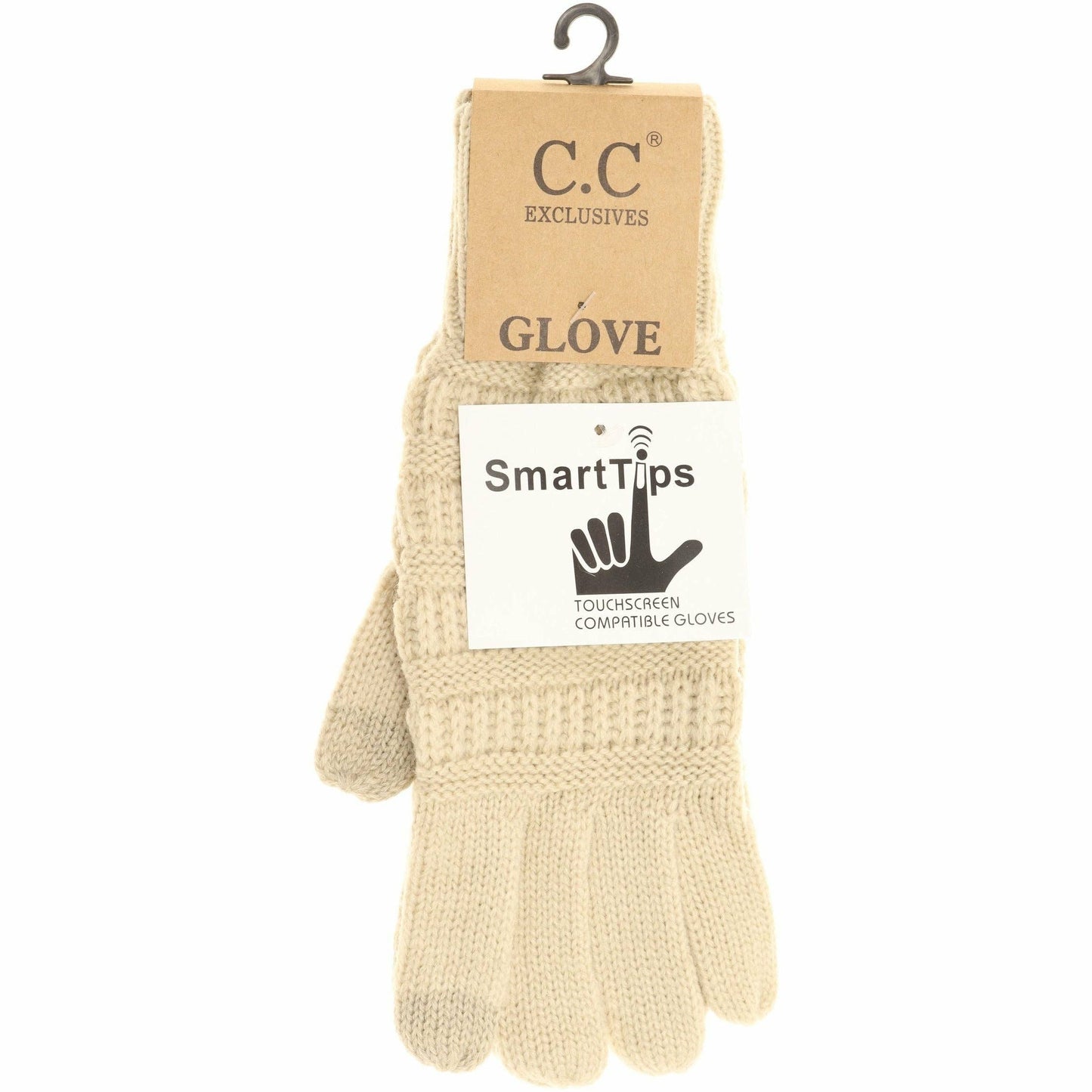 Indie Pink Solid Cable Knit CC Gloves: