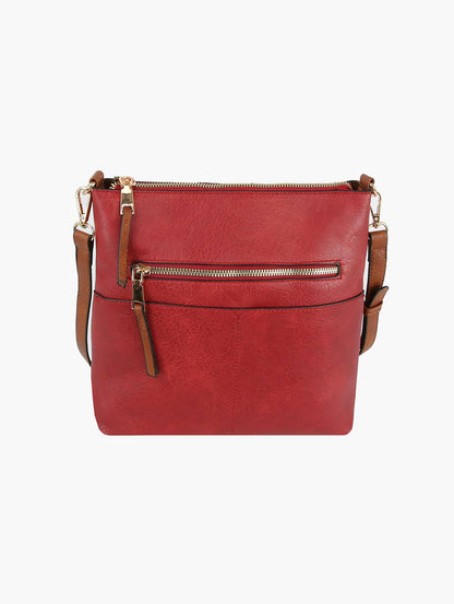 Red Classic Front Pocket Crossbody Sling: Red