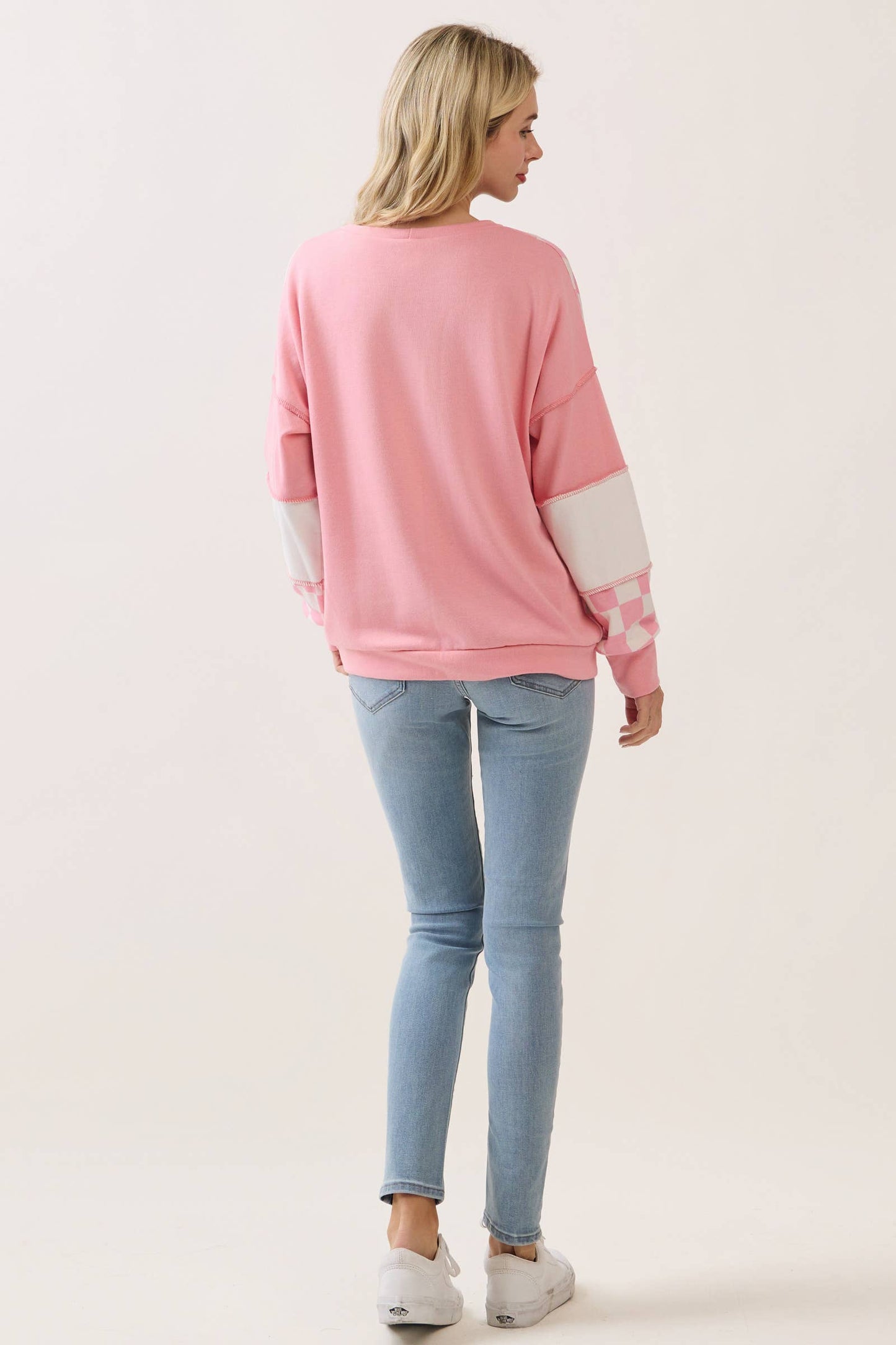 CheckMate Print Patchwork pullover top