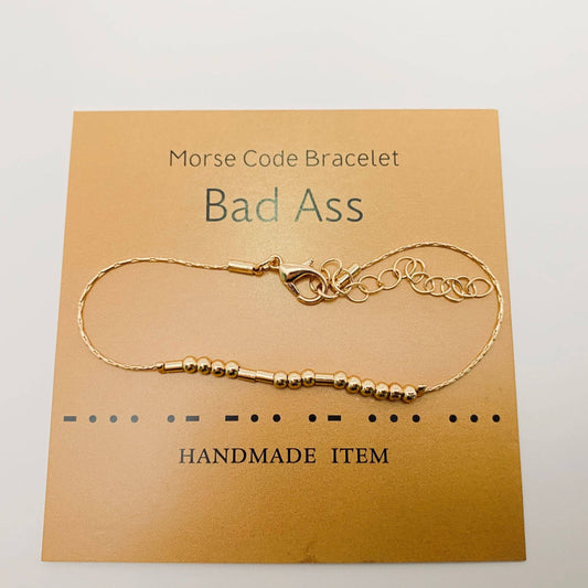 BAD ASS Handmade Golden Morse Code Bracelet: