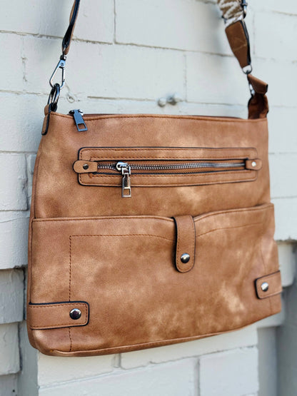 Camel Cambrie Crossbody Purse