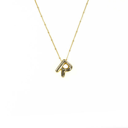 Initial Balloon Bubble Gold Necklace