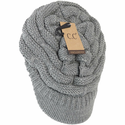 Ribbed Knit Hat with Brim