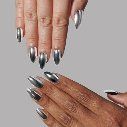 Platinum Press-On Nails | Metallic Chrome Silver Nails