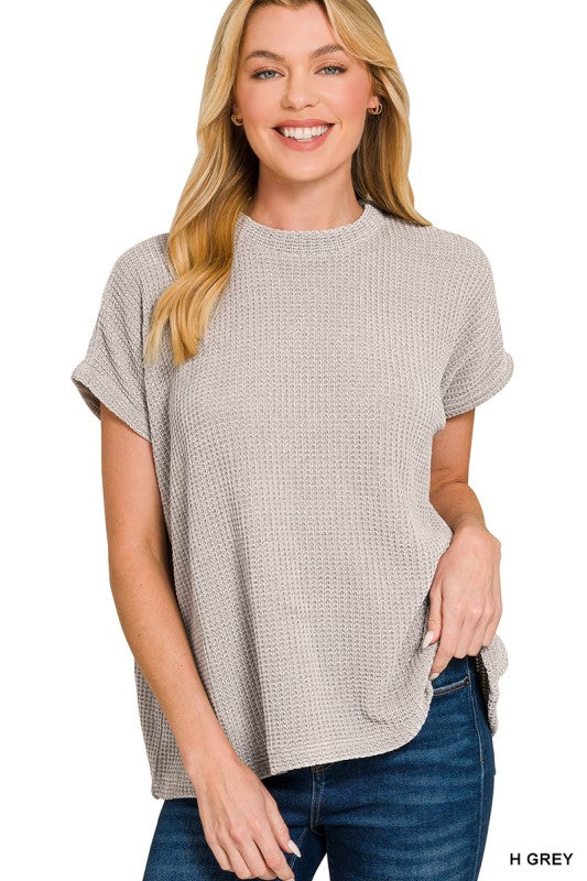 Sally Chenille Waffle Knit Cap Sleeve Top