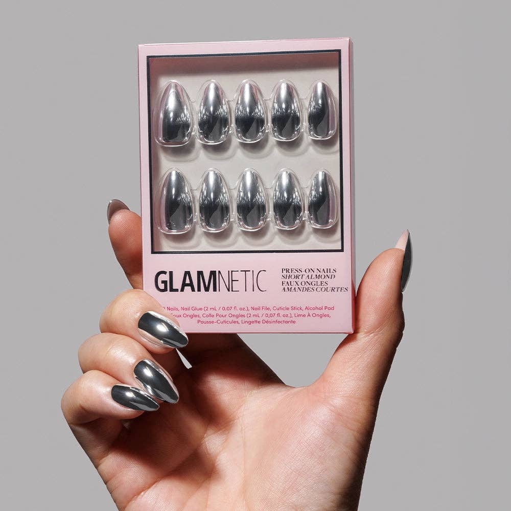 Platinum Press-On Nails | Metallic Chrome Silver Nails