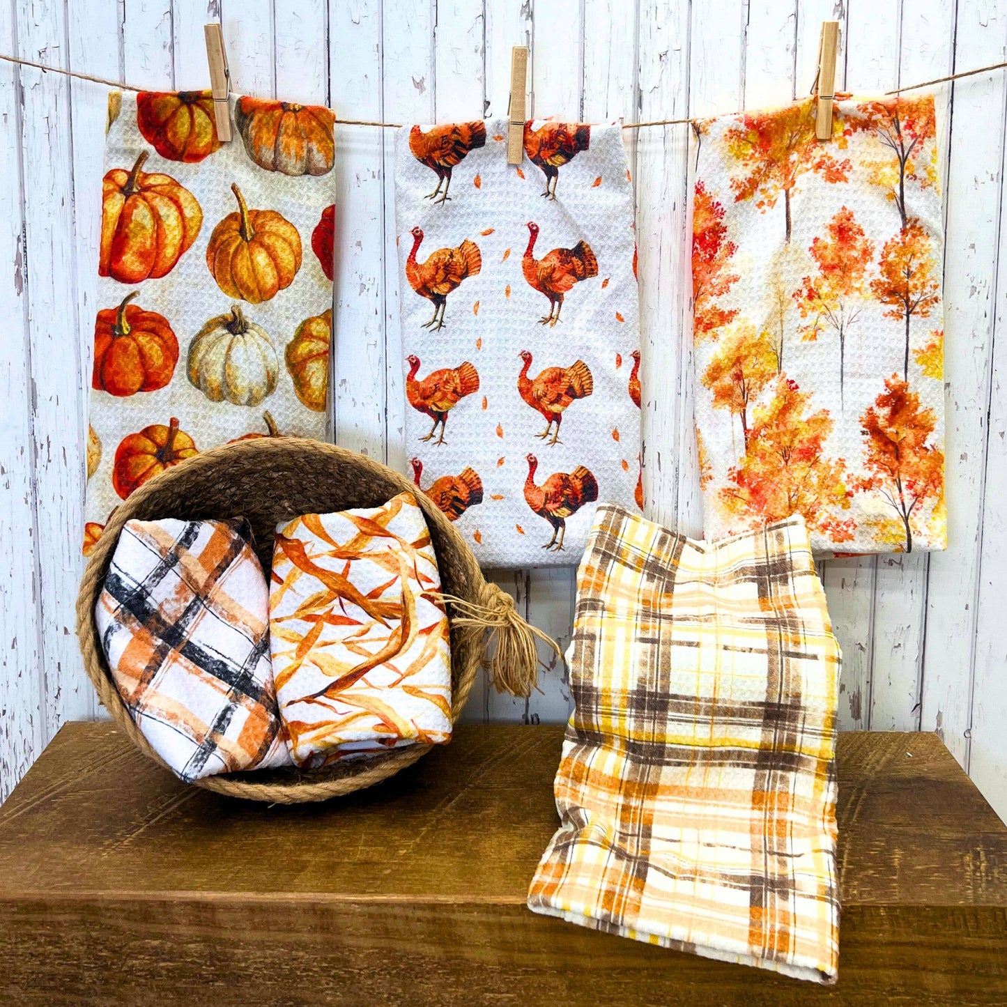 Halloween Flannel Pattern Waffle Tea Towel