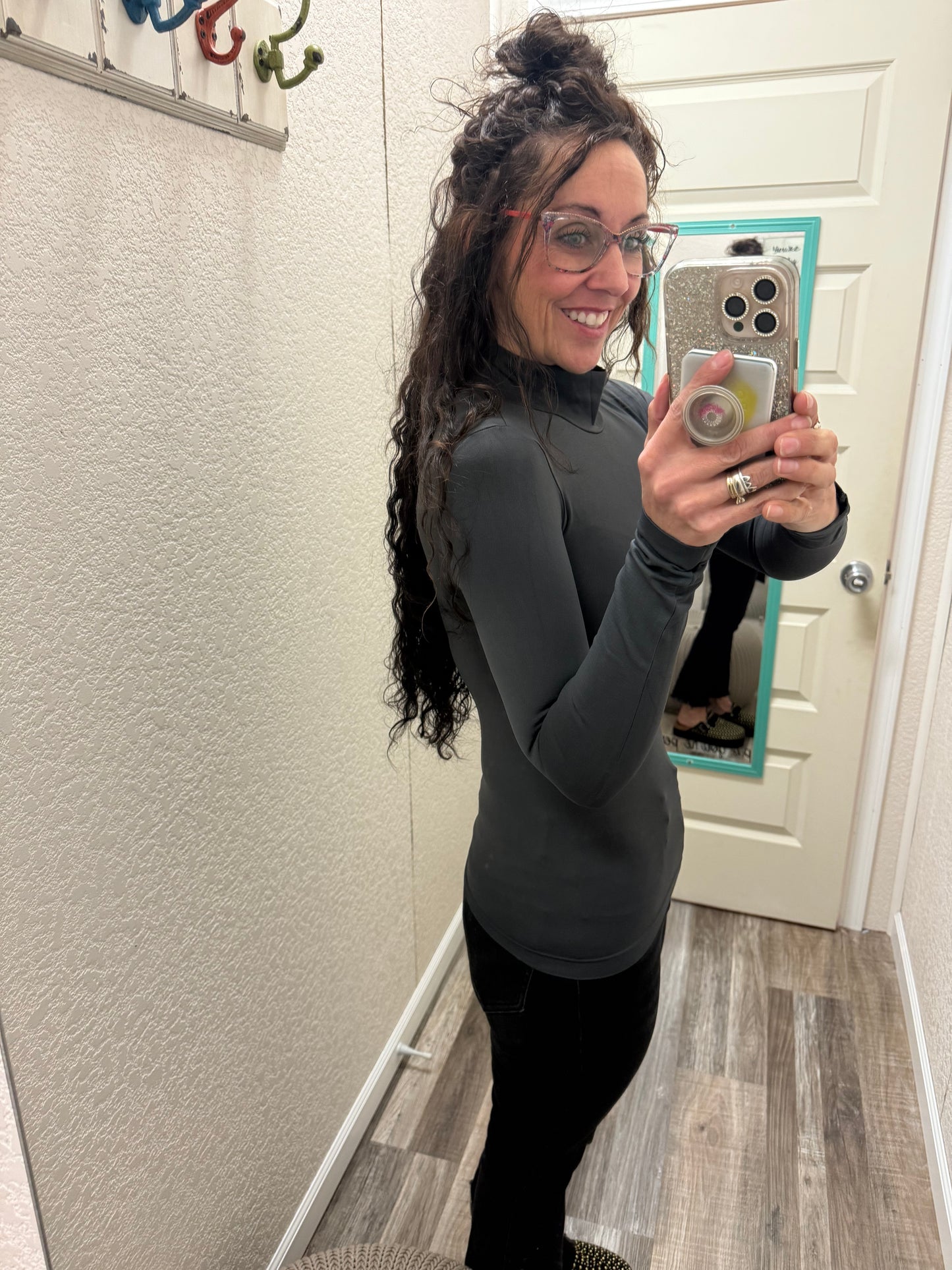 Trust Me Mock Neck Long Sleeve Top - One Size