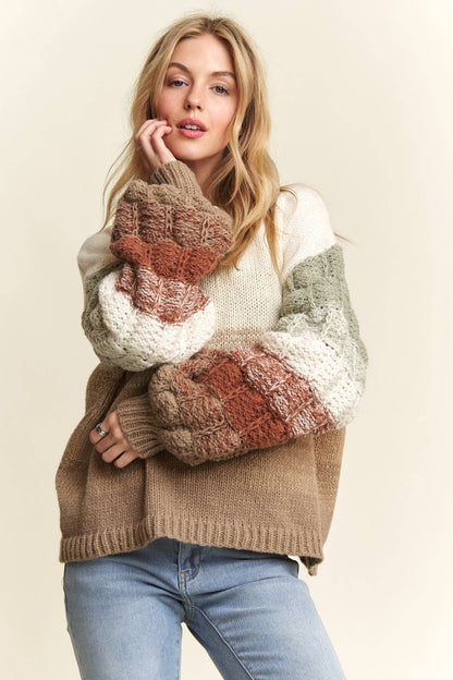 Fall Dreams OMBRE PUFF SLEEVE SWEATER TOP