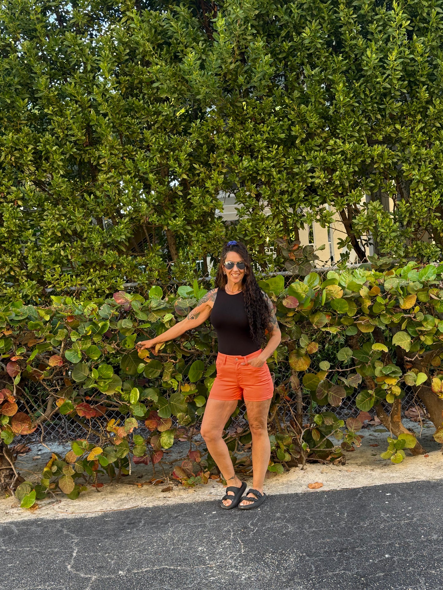 Coral Bam Jean Shorts