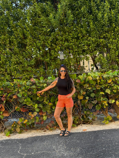 Coral Bam Jean Shorts