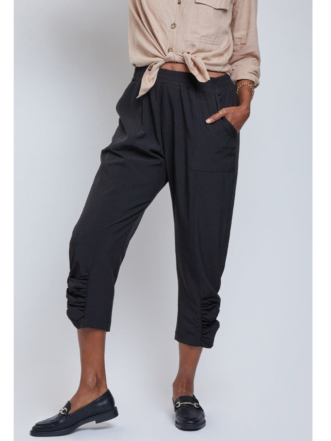 Swishie Swooshie Capris With Side Ruching