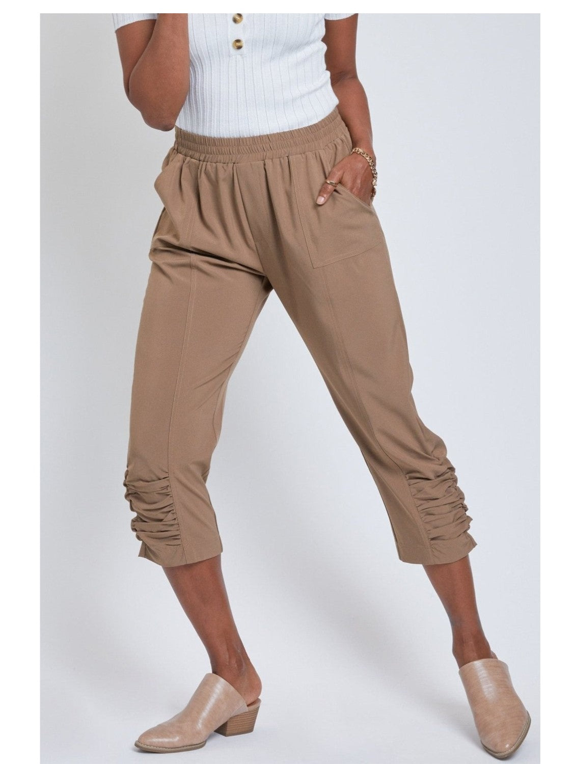 Swishie Swooshie Capris With Side Ruching