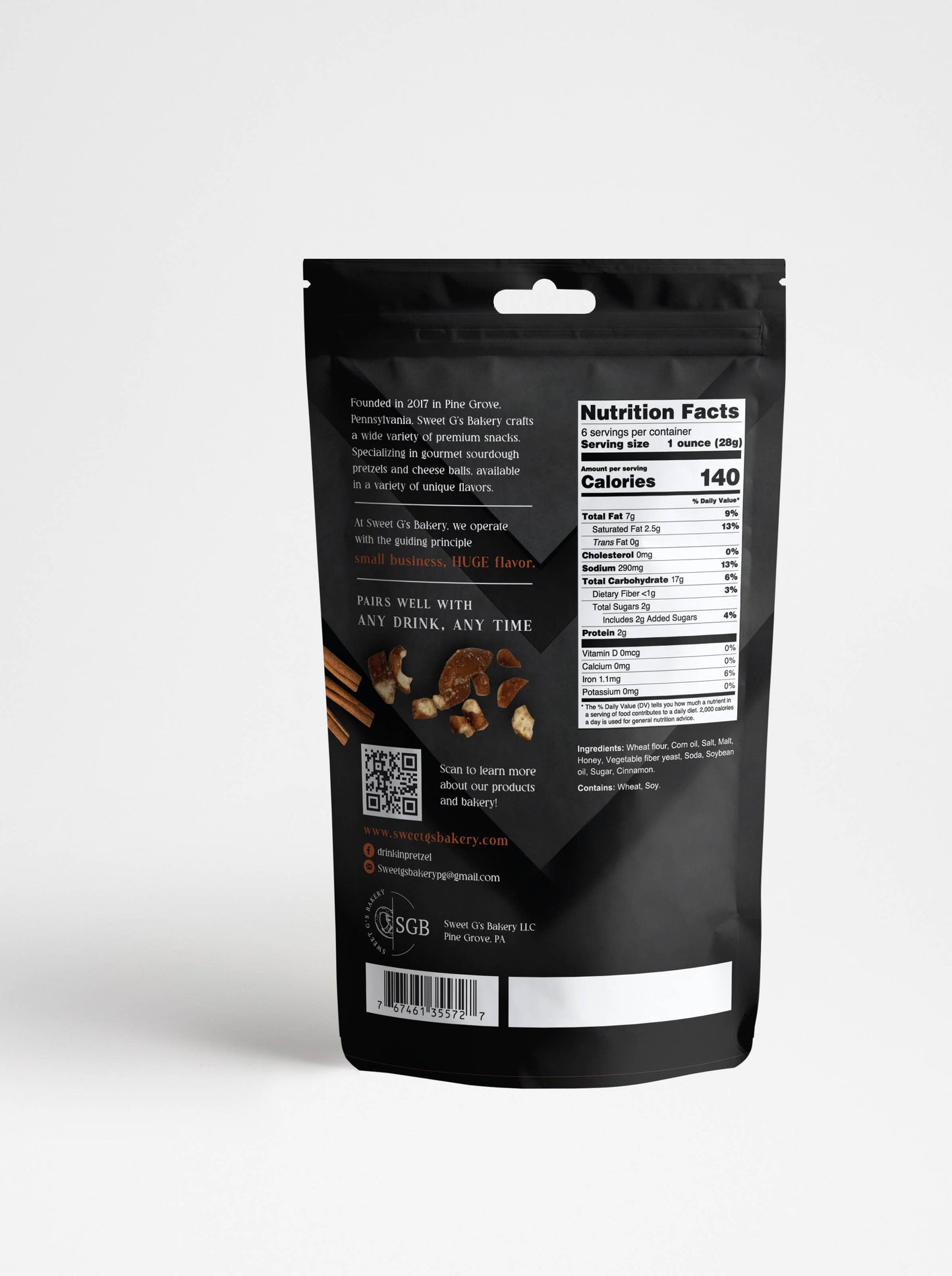 Cinnamon & Sugar Flavored Sourdough Pretzels - 6oz Pouch