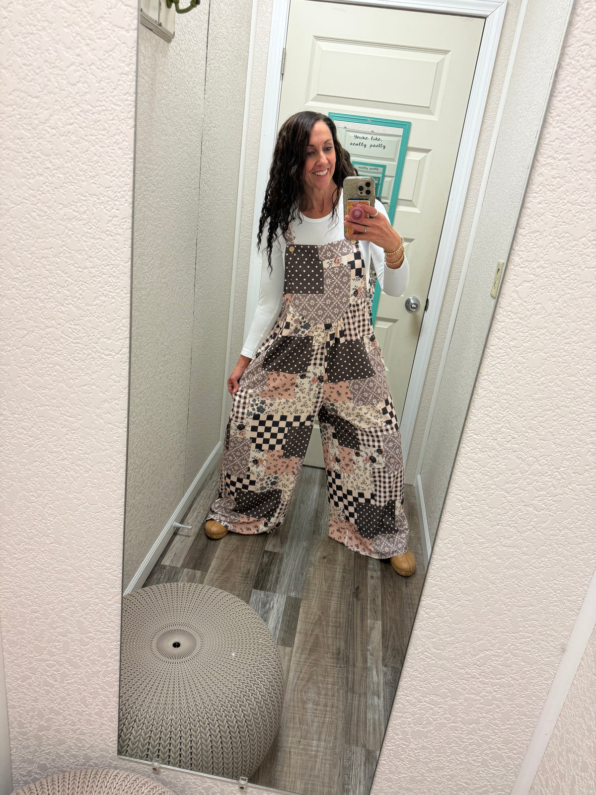 Floral Patchwork Wide Leg Overalls