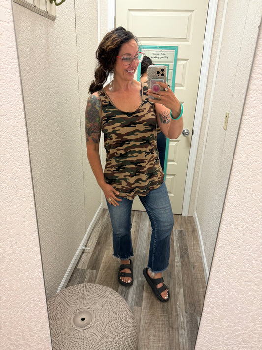 Nadia Camo Striped Tank Top