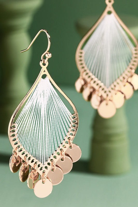 Leaf Shaped Dangle Earrings with Charms