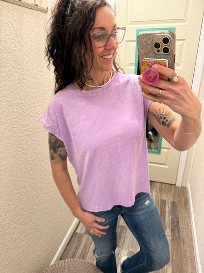 Harper Acid Wash Cuffed Tee