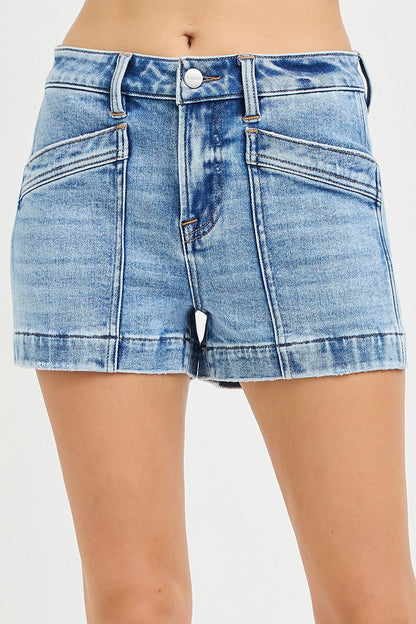 Samantha Risen Slouchy Eyelet String Detail Shorts Light Wash