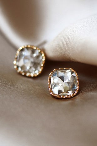 Cubic zirconia crystal bridal stud earrings