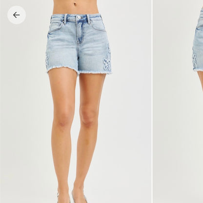 Flower Power FLOWER PATCHED HIGH RISE SHORTS SHORTS - Risen