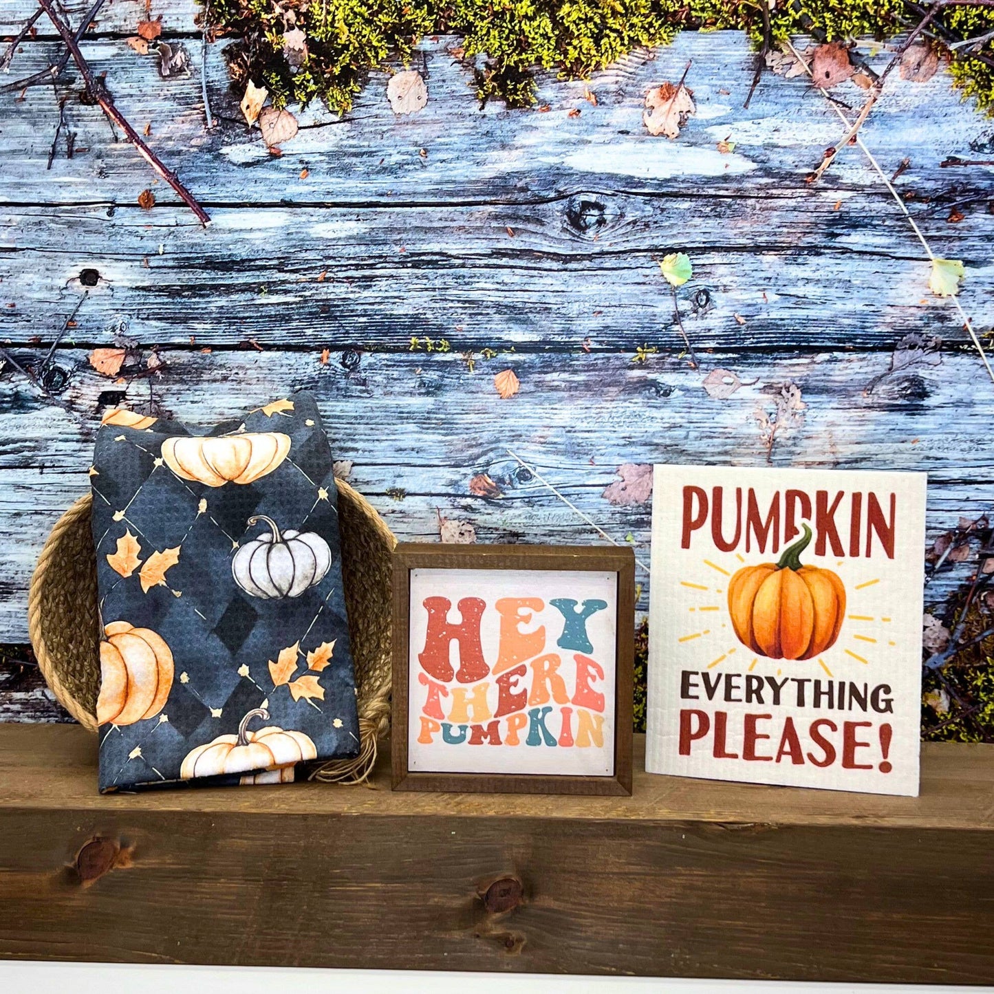 Black Plaid & Pumpkins Halloween Waffle Towels - Fall Decor