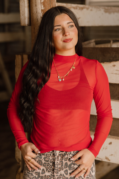 Meshed Out Red Top