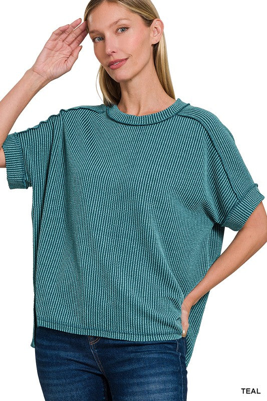 Spring Forward Corded Ribbed Top