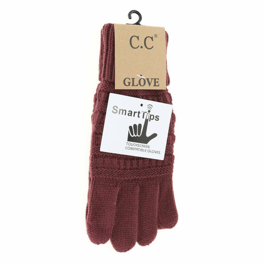 Monaco Smart Tips Solid Cable Knit Gloves: