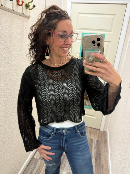 Destiny Cropped Loose Knit Sweater