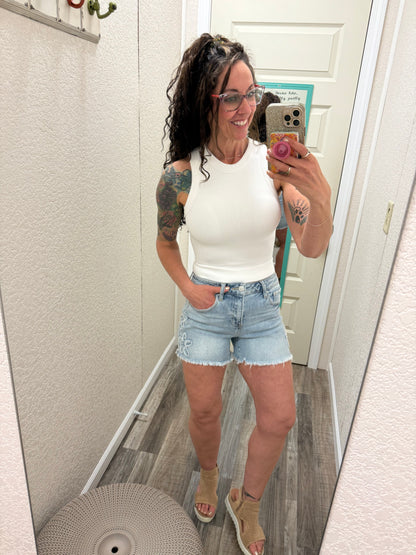 Snatched High Neck Built In Bra Crop Tank