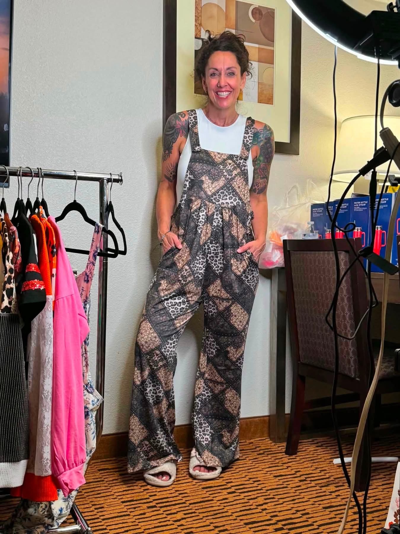 Black Leopard Overalls