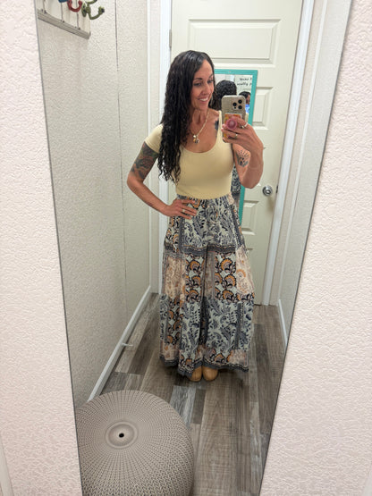 Jamaica PATCHWORK PRINT WIDE LEG PANTS WITH ELASTIC WAIST