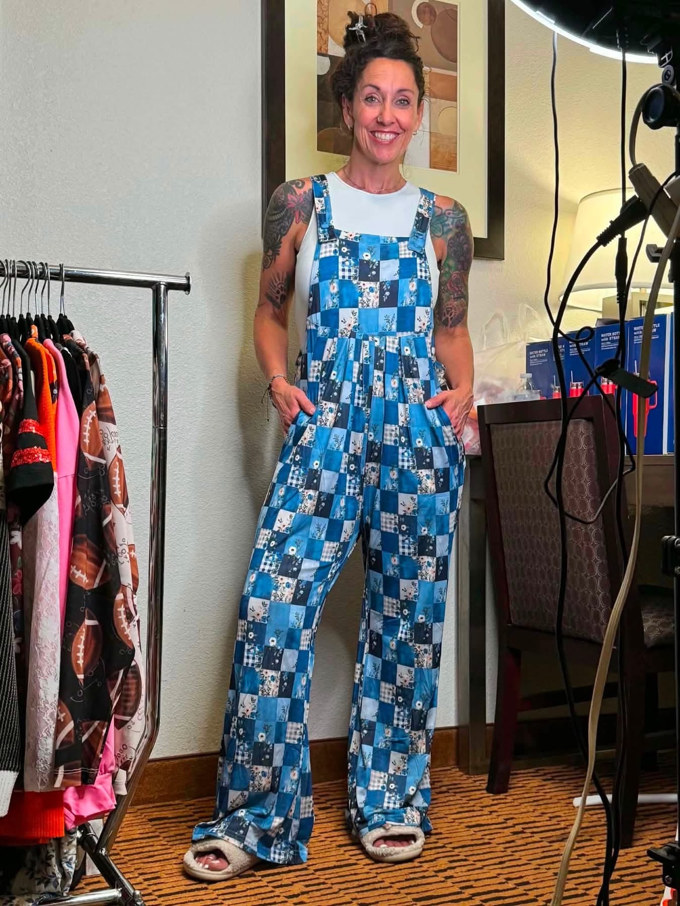 Patchwork Blue Overalls