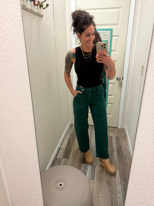 Gwendolyn Green Barrel High Rise Risen Jeans