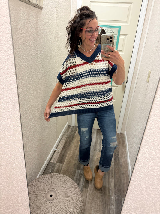 American Stripes Loose Knit Top
