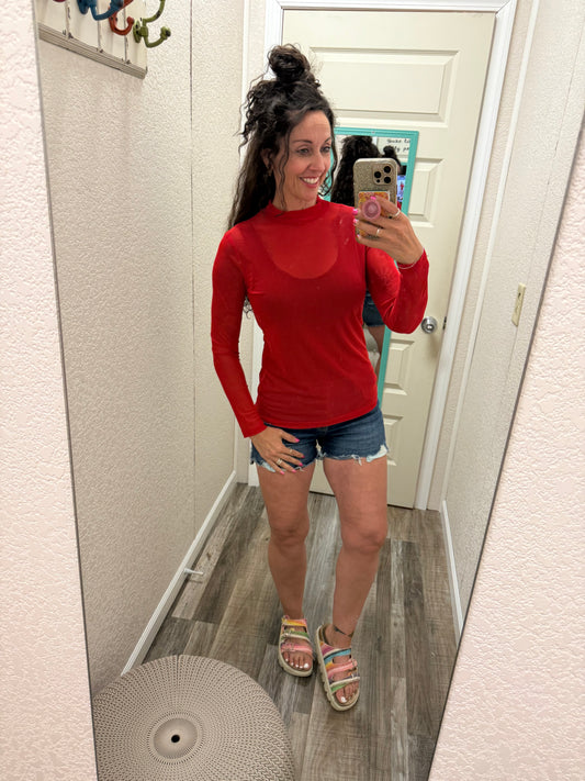 Meshed Out Red Top