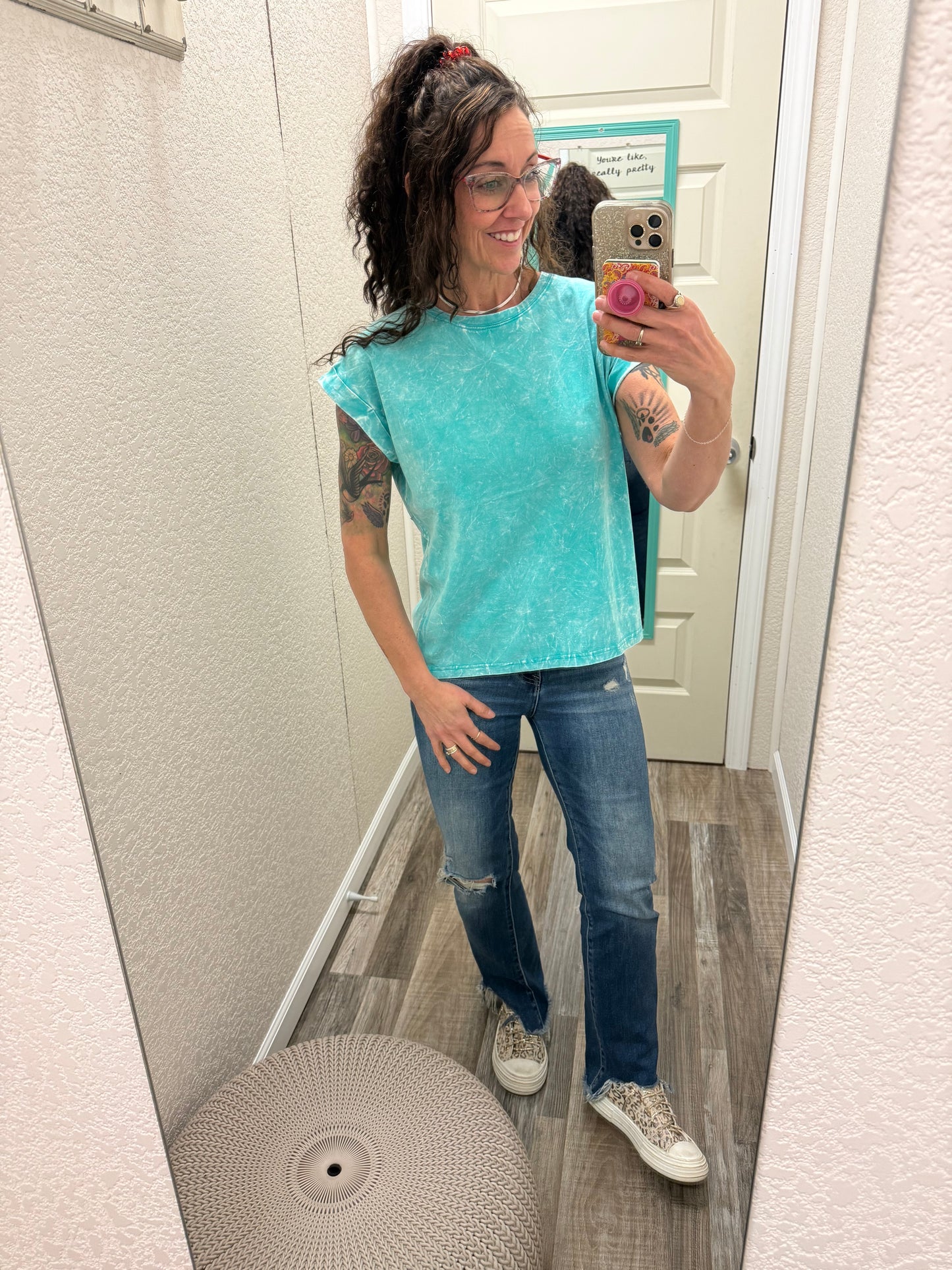 Harper Acid Wash Cuffed Tee