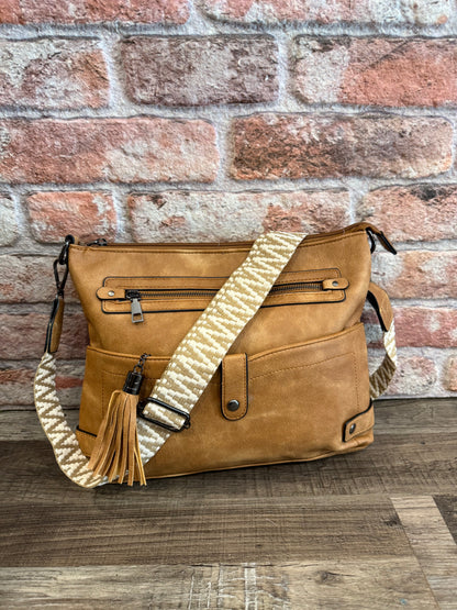 Camel Cambrie Crossbody Purse