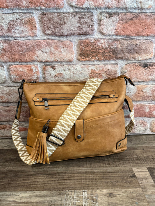 Camel Cambrie Crossbody Purse