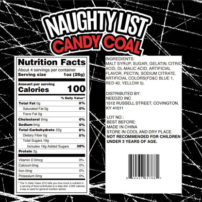 Christmas Candy Coal, Strawberry Gummies - Stocking Stuffer