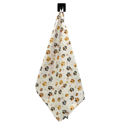 Dirty Dog Paw Prints Waffle Weave Towels -