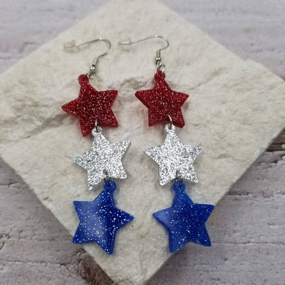 4th of July Confetti Star Patriotic Earrings