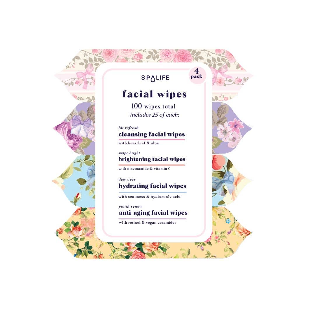 Floral Package Skincare Makeup Remover Facial Wipes Multi-Pack - 4Pk