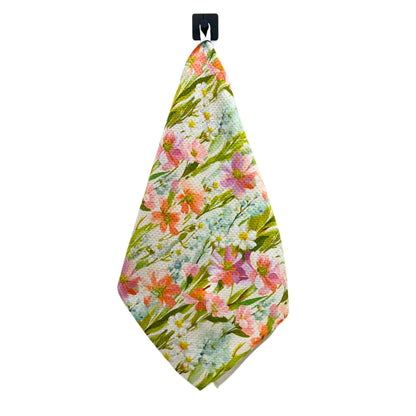 Summer Flower Bloom Waffle Kitchen Tea Towels