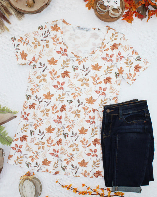 Sarah Ruffle Short Sleeve - Autumn Leaves